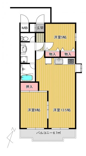 小田急線(生田･百合ヶ丘・新百合ヶ丘)利用可 聖ﾏﾘｱﾝﾅ医科大近く賃貸ﾏﾝｼｮﾝ2LDK ｸﾞﾘｰﾝｳﾞｧﾚｰ松澤305号室